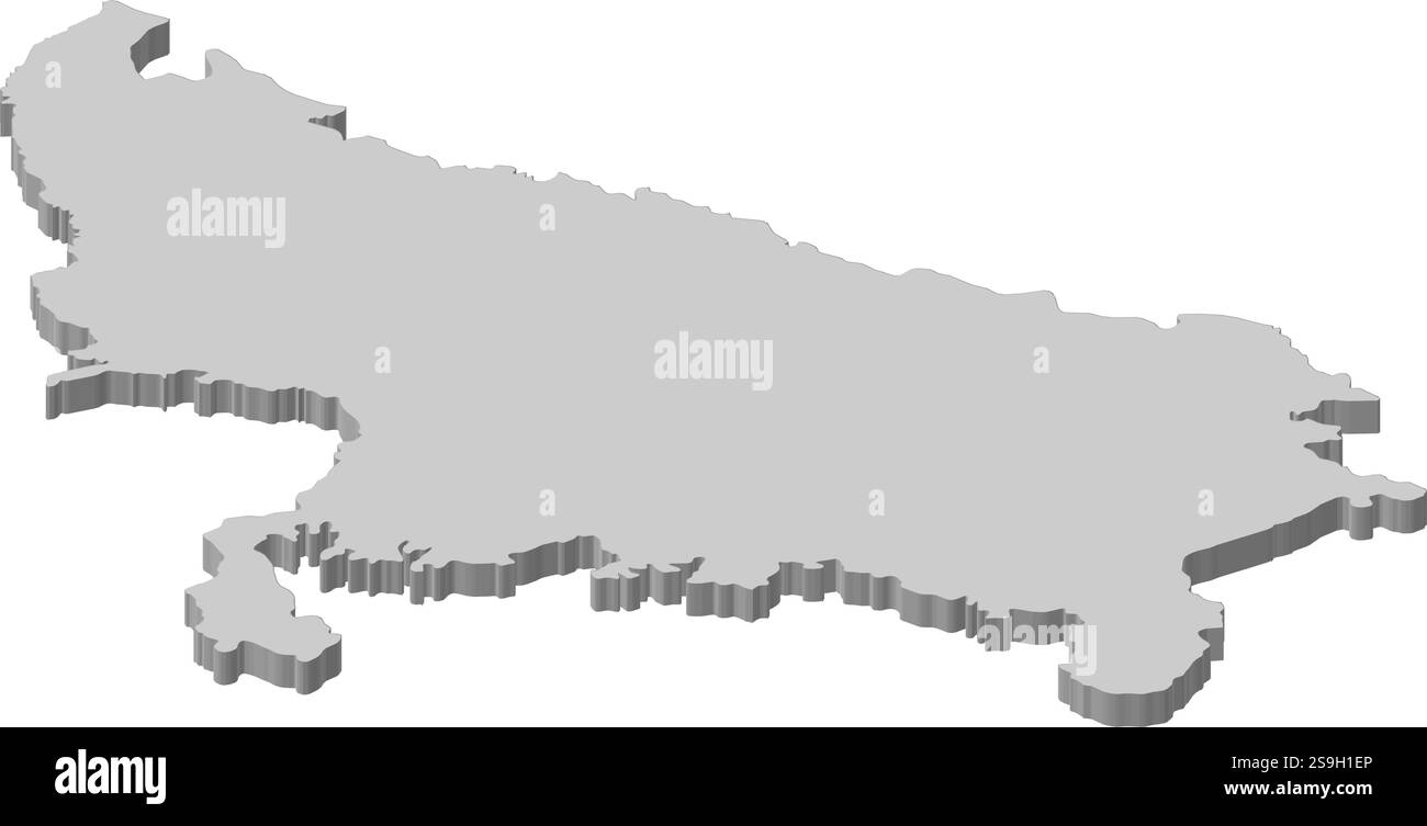 Carte de l'Uttar Pradesh, une province de l'Inde. Illustration de Vecteur
