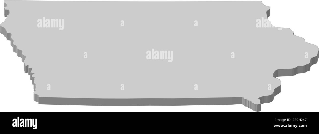 Carte de l'Iowa, une province des États-Unis. Illustration de Vecteur