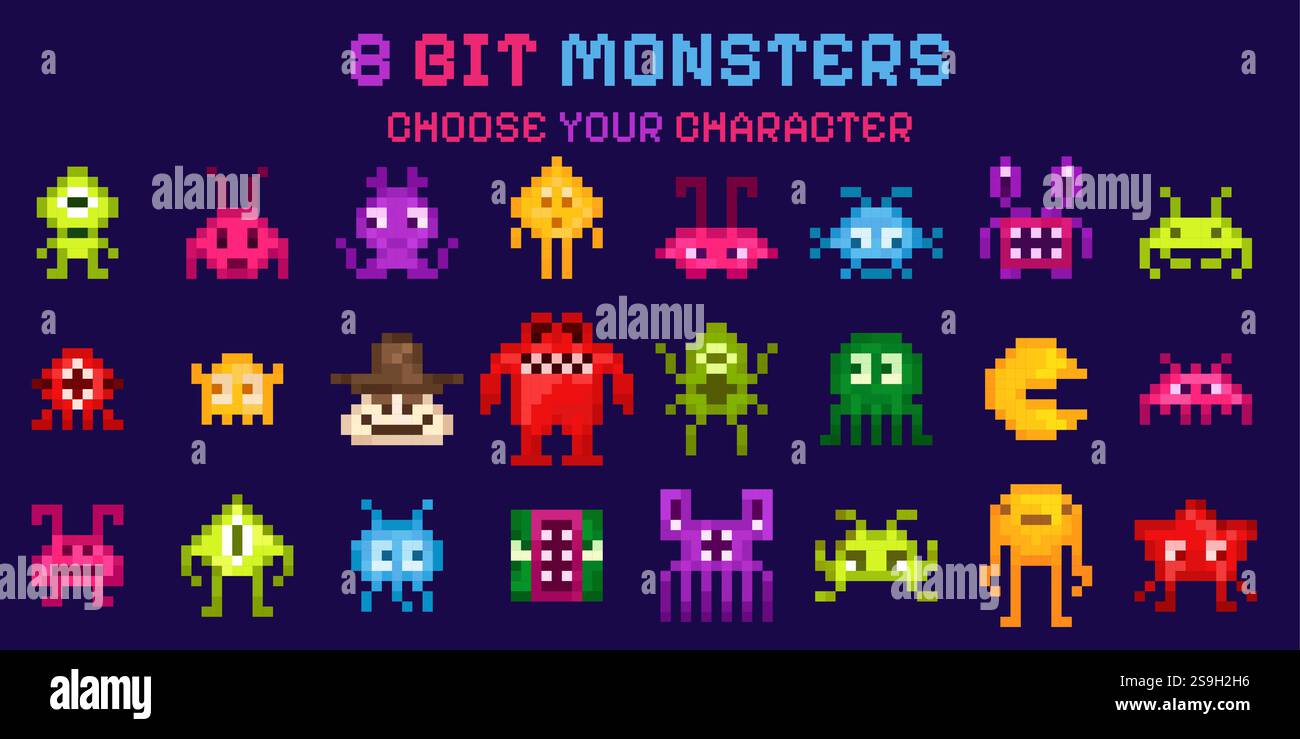 8bit retro color game icons Banque de photographies et d’images à haute ...