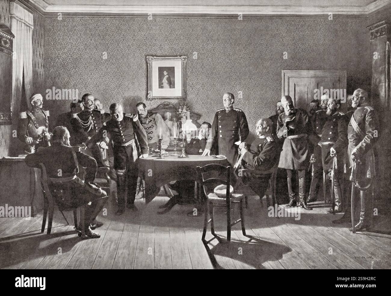 Napoléon III se rend aux Prussiens après la bataille de Sedan pendant la guerre franco-prussienne dite guerre franco-allemande en 1870. Louis-Napoléon Bonaparte, 1808-1873. Président de la seconde République française et, comme Napoléon III, empereur du second Empire français. Banque D'Images