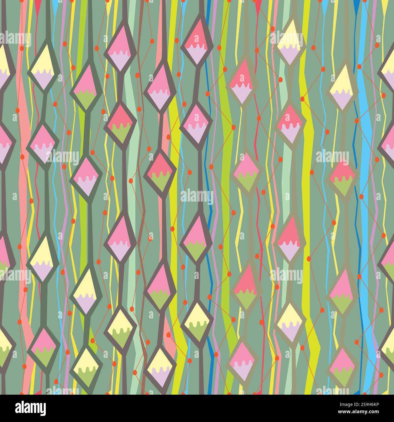 Motif sans couture pastel ethnique avec des lignes brisées et losange coloré Illustration de Vecteur
