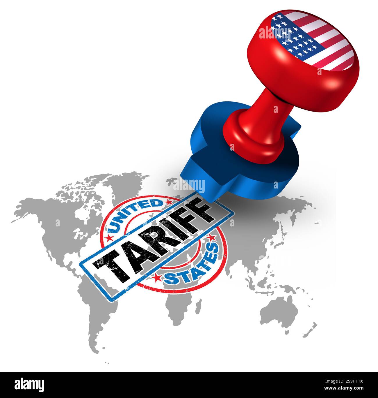 Tarif mondial des États-Unis comme tarifs internationaux comme une taxe d'accise timbre comme un différend commercial économique sur les importations et les exportations avec Banque D'Images