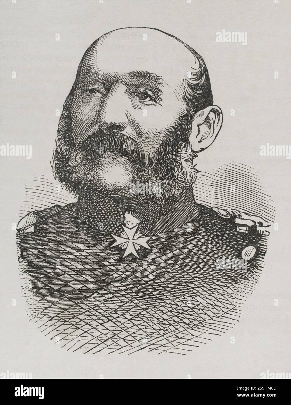 Gustav von Manstein (Albert Ehrenreich Gustav von Manstein) (1805-1877) Général prussien. Portrait. Gravure. Historia de la Guerra de Francia y Prusia (histoire de la guerre entre la France et la Prusse). Volume I. publié à Barcelone, 1870. Banque D'Images