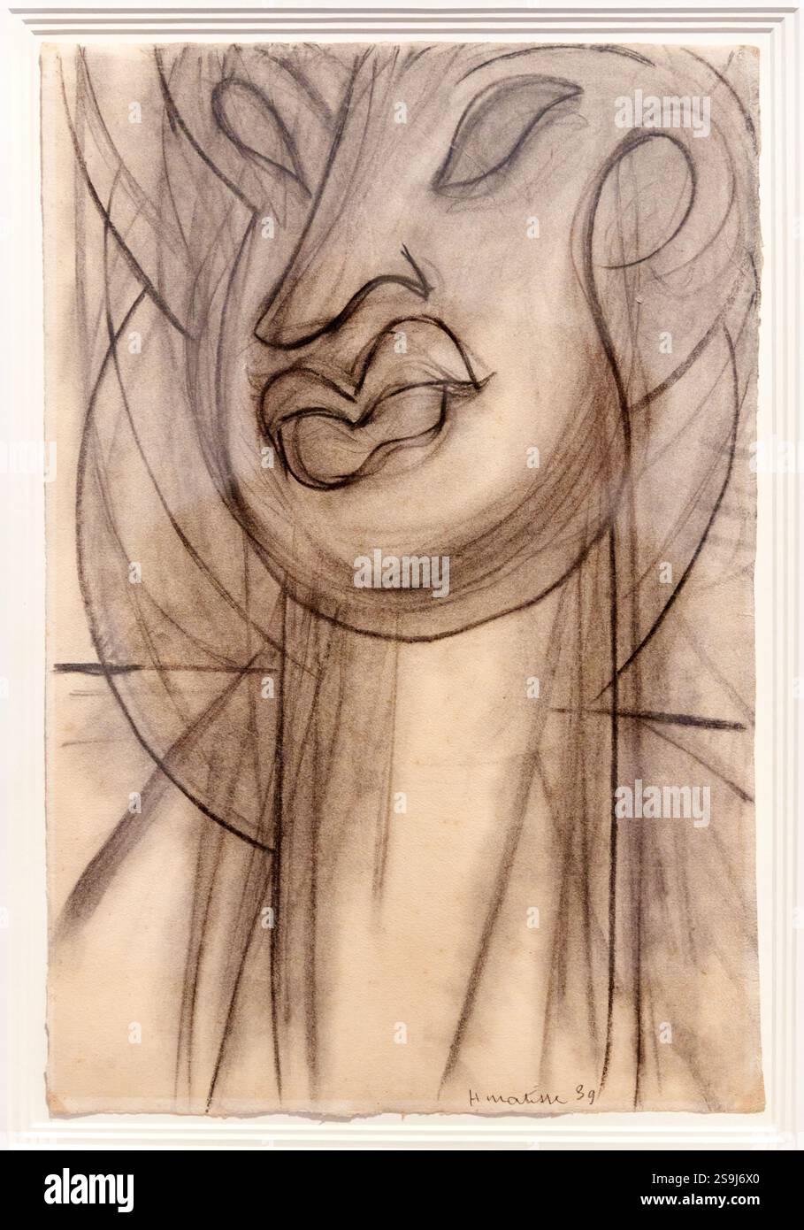 Tête (le Bouddha), 1939, charbon de bois et gravure sur papier tissé avec filigrane Arches, Henri Matisse (1869-1954). Banque D'Images