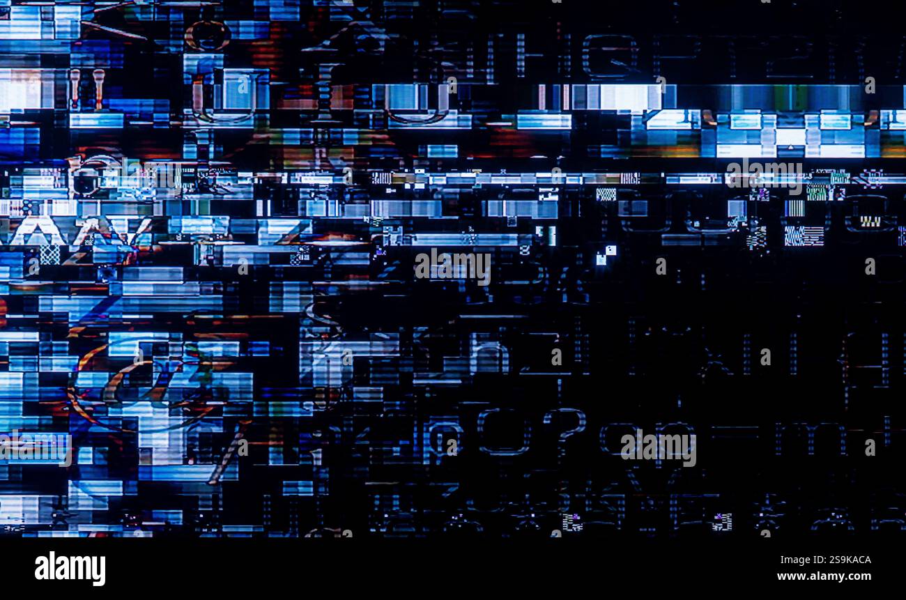 Effet de caméra parasite. Arrière-plan rétro VHS. Ancien modèle vidéo. Aucun signal. Bruit TV statique, mauvais signal TV Banque D'Images