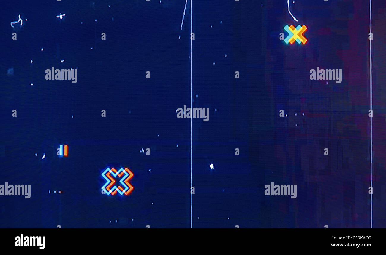 Effet de caméra parasite. Arrière-plan rétro VHS. Ancien modèle vidéo. Aucun signal. Bruit TV statique, mauvais signal TV Banque D'Images