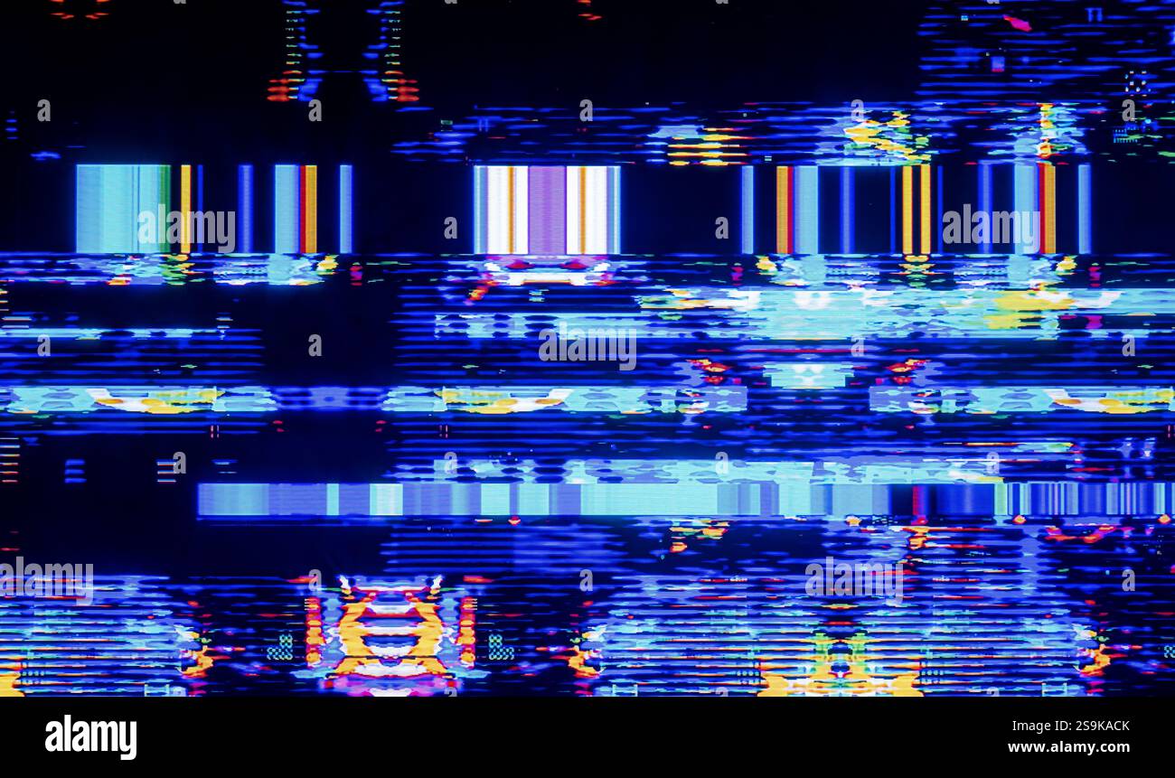 Effet de caméra parasite. Arrière-plan rétro VHS. Ancien modèle vidéo. Aucun signal. Bruit TV statique, mauvais signal TV Banque D'Images