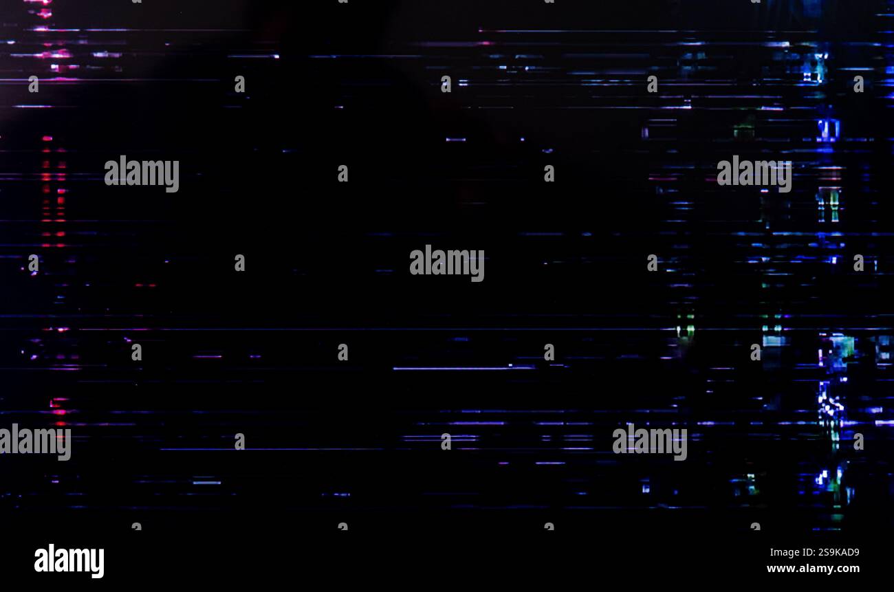 Effet de caméra parasite. Arrière-plan rétro VHS. Ancien modèle vidéo. Aucun signal. Bruit TV statique, mauvais signal TV Banque D'Images