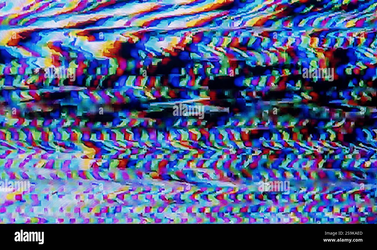 Effet de caméra parasite. Arrière-plan rétro VHS. Ancien modèle vidéo. Aucun signal. Bruit TV statique, mauvais signal TV Banque D'Images