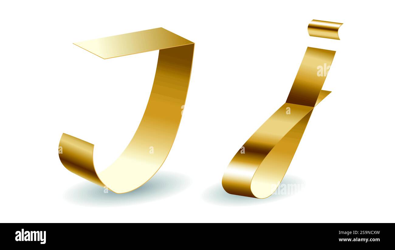 Ruban en forme de lettres J de l'alphabet anglais sur fond blanc. Symbole de police d'illustration 3D vectorielle Illustration de Vecteur