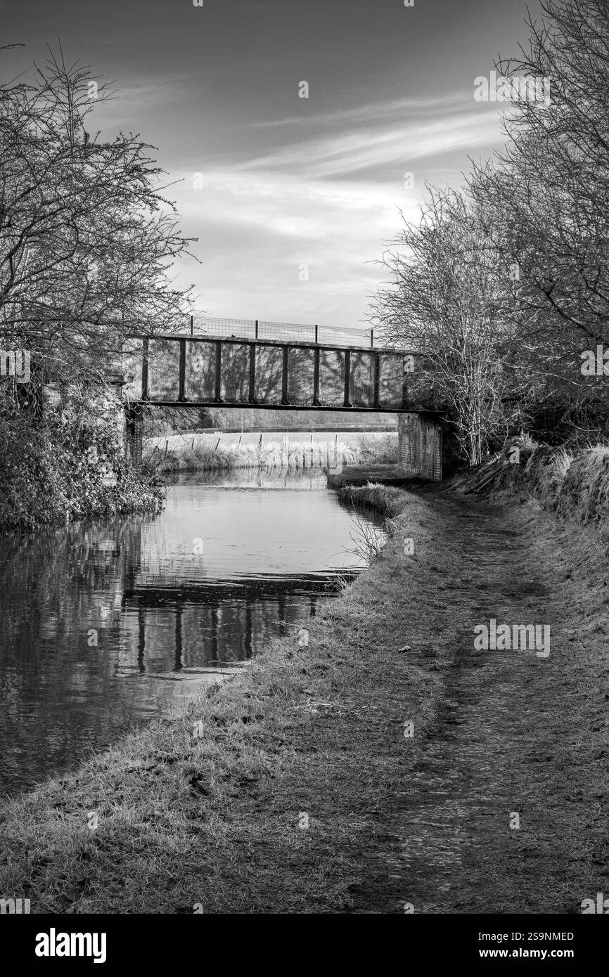 Noir et blanc, pont ferroviaire 151A dans le cadre du chemin de fer Wheelock Banque D'Images