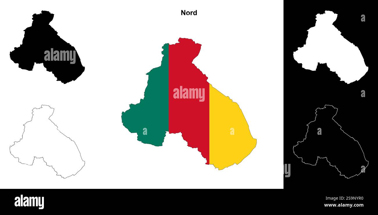 Ensemble de cartes de contour de la région Nord Illustration de Vecteur