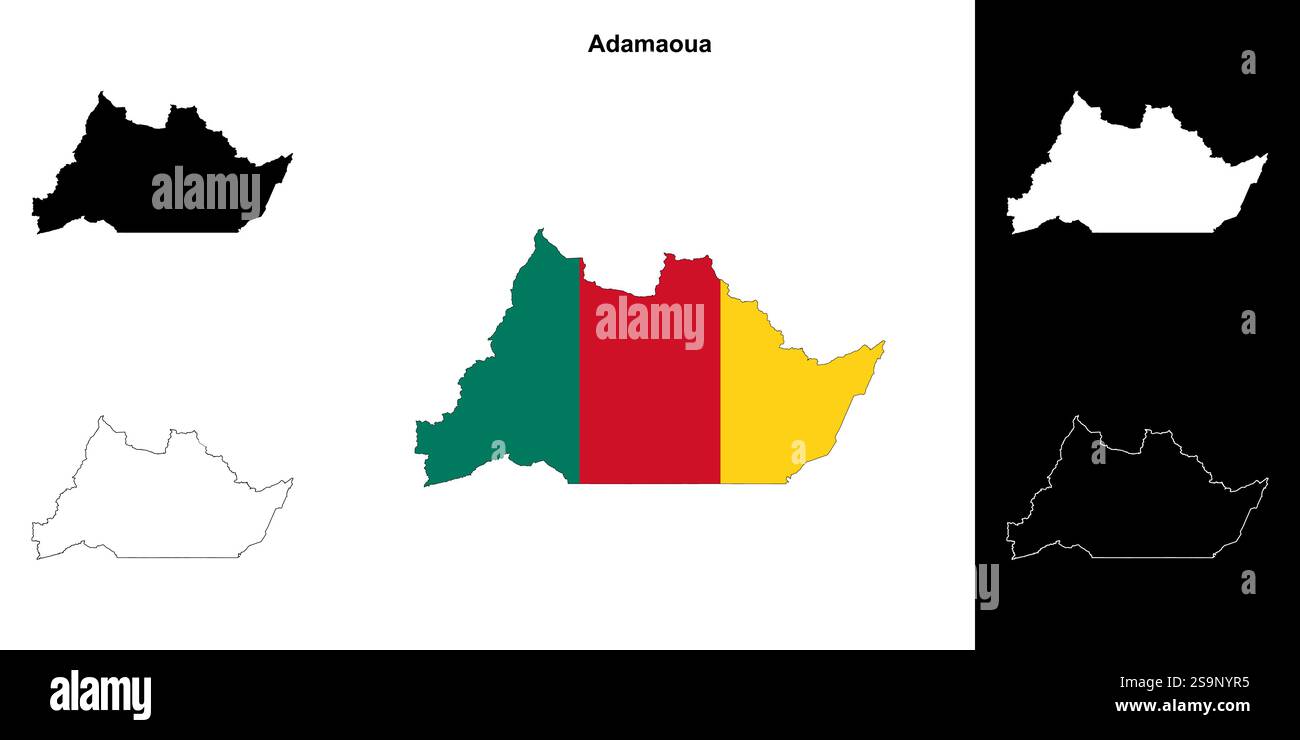 Jeu de cartes de contour de la région d'Adamaoua Illustration de Vecteur