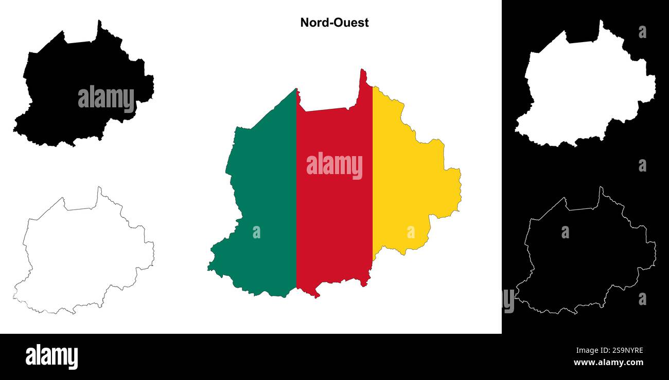 Ensemble de cartes de contour de la région Nord-Ouest Illustration de Vecteur