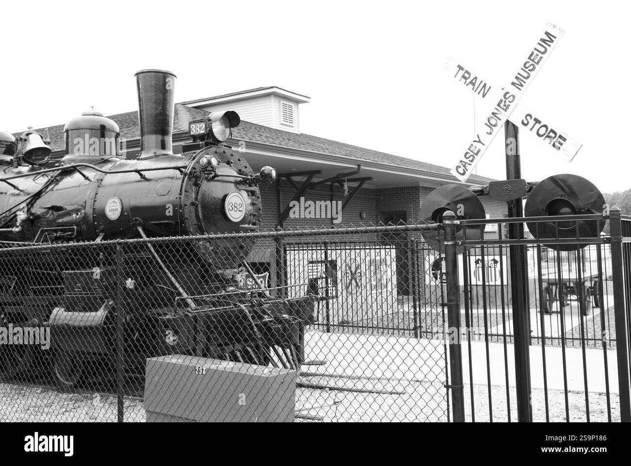Casey Jones Railroad Museum, Jackson, Tennessee, États-Unis, présentant l'histoire du chemin de fer et rendant hommage à l'ingénieur légendaire Casey Jones. Banque D'Images