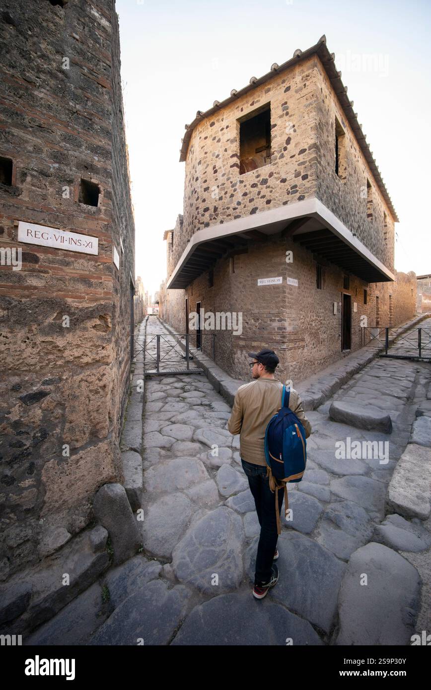 Pompéi. L'Italie. Site archéologique de Pompéi. Le Lupanare (Lupanar / maison close), 1er siècle après JC, nommé d'après le hurlement du loup elle (lupa) dans la chaleur, Banque D'Images