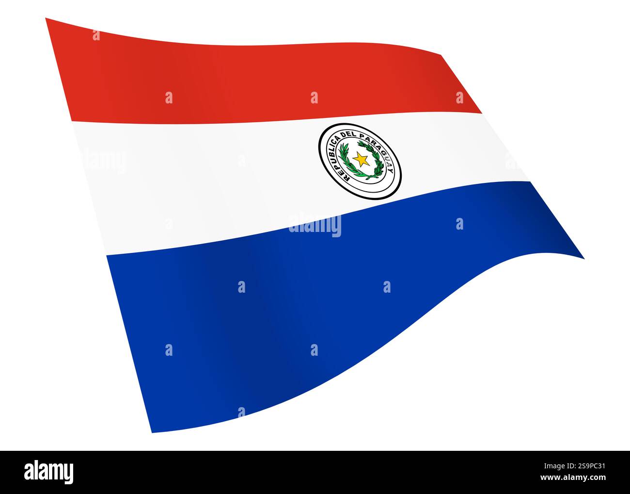 Graphique du drapeau du Paraguay agitant avec chemin de détourage Banque D'Images