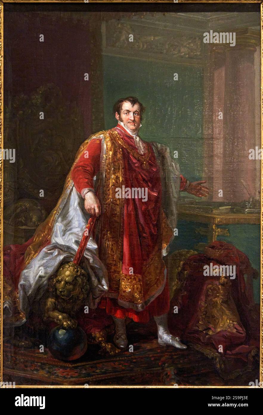 VICENTE López PORTAÑA (1772-1850), Ferdinand VII dans les robes de l'ordre de la Toison d'Or, vers 1829-1830, huile sur toile, collections royales Gal Banque D'Images VICENTE López PORTAÑA (1772-1850), Ferdinand VII dans les robes de l'ordre de la Toison d'Or, vers 1829-1830, huile sur toile, collections royales Gal Banque D'Images