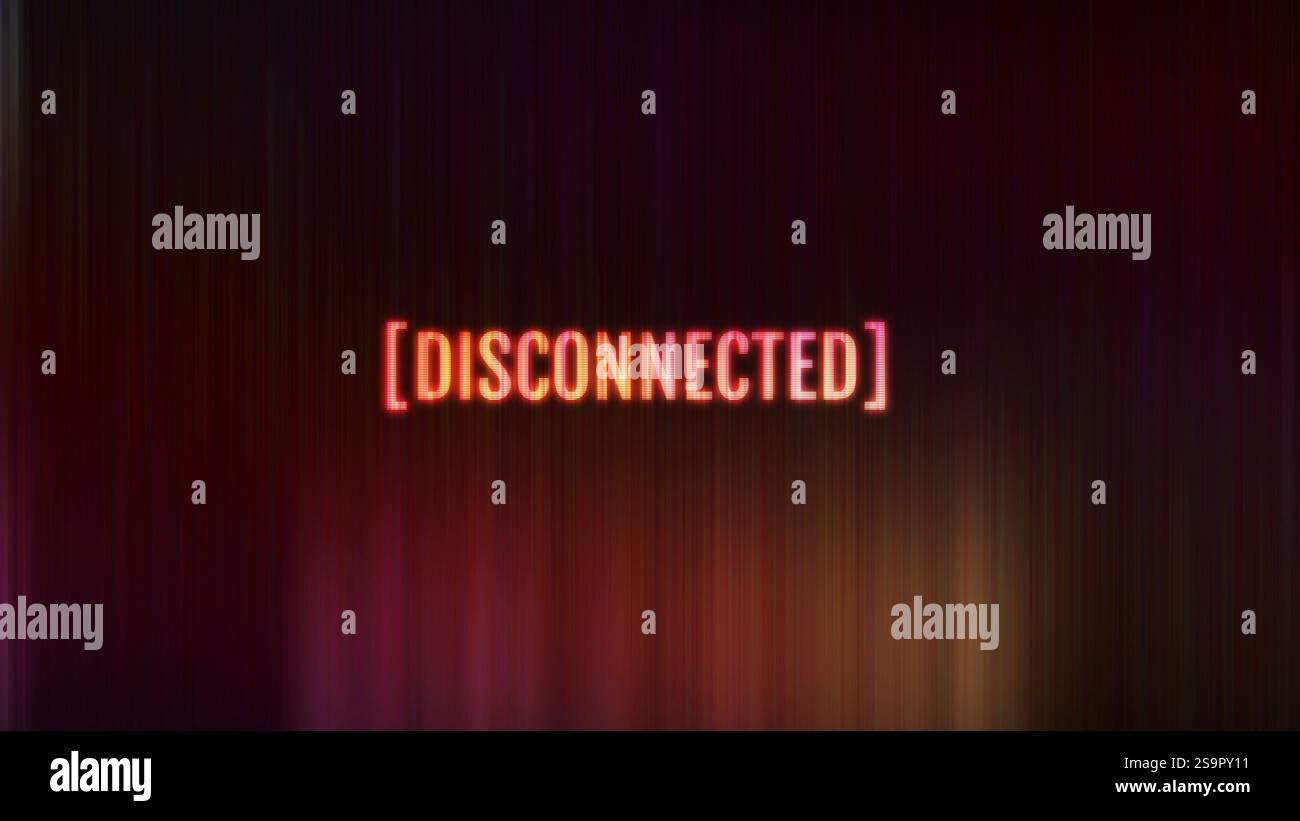 Mot déconnecté avec effet de pépin technologique, illustration générée numériquement Banque D'Images