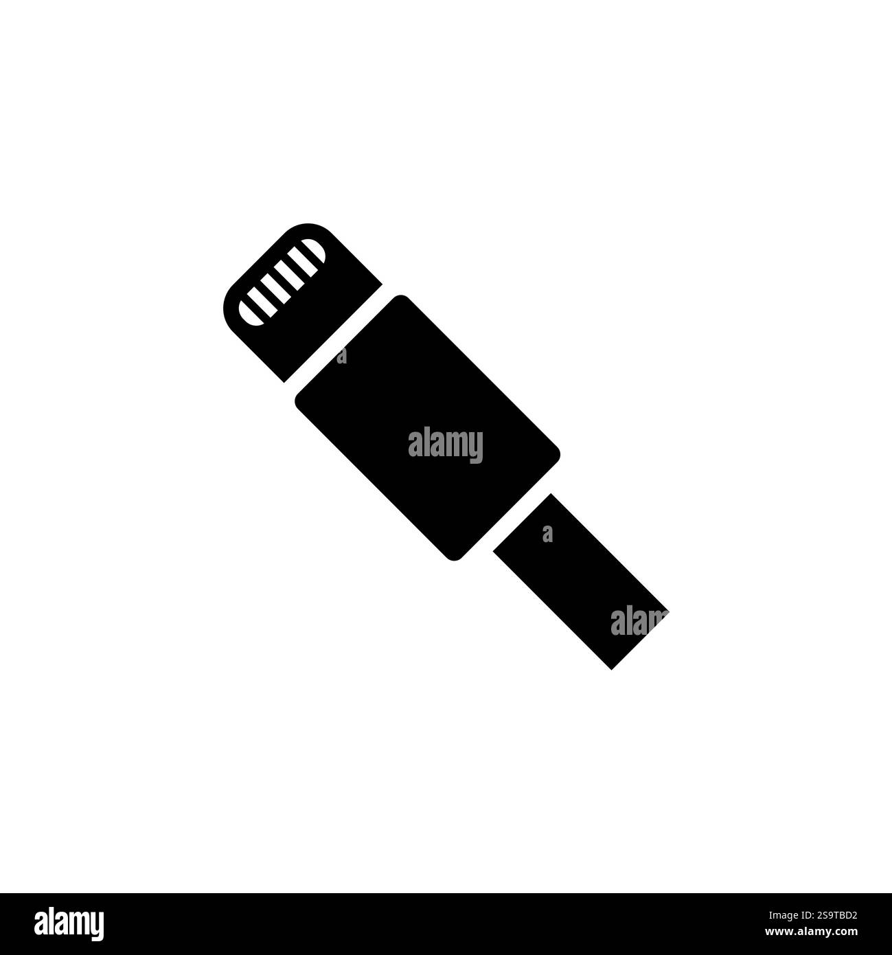 Prise de chargeur de câble de smartphone, icône de vecteur plat solide Micro Mini USB isolé sur fond blanc. Illustration de Vecteur