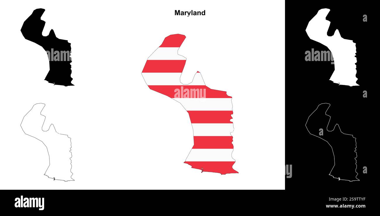 Ensemble de cartes du comté du Maryland Illustration de Vecteur