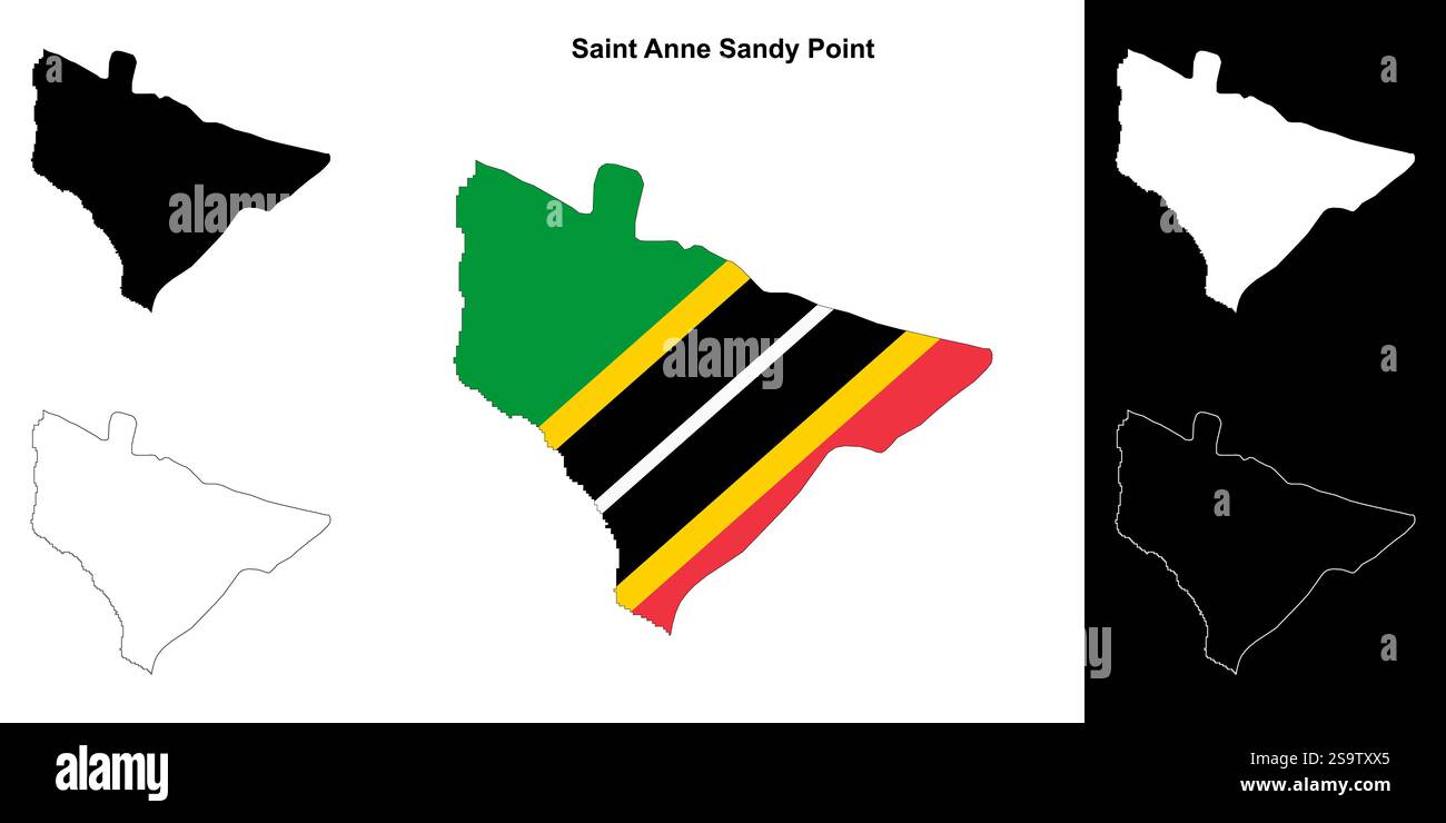 Ensemble de cartes du contour de la paroisse de Saint Anne Sandy point Illustration de Vecteur