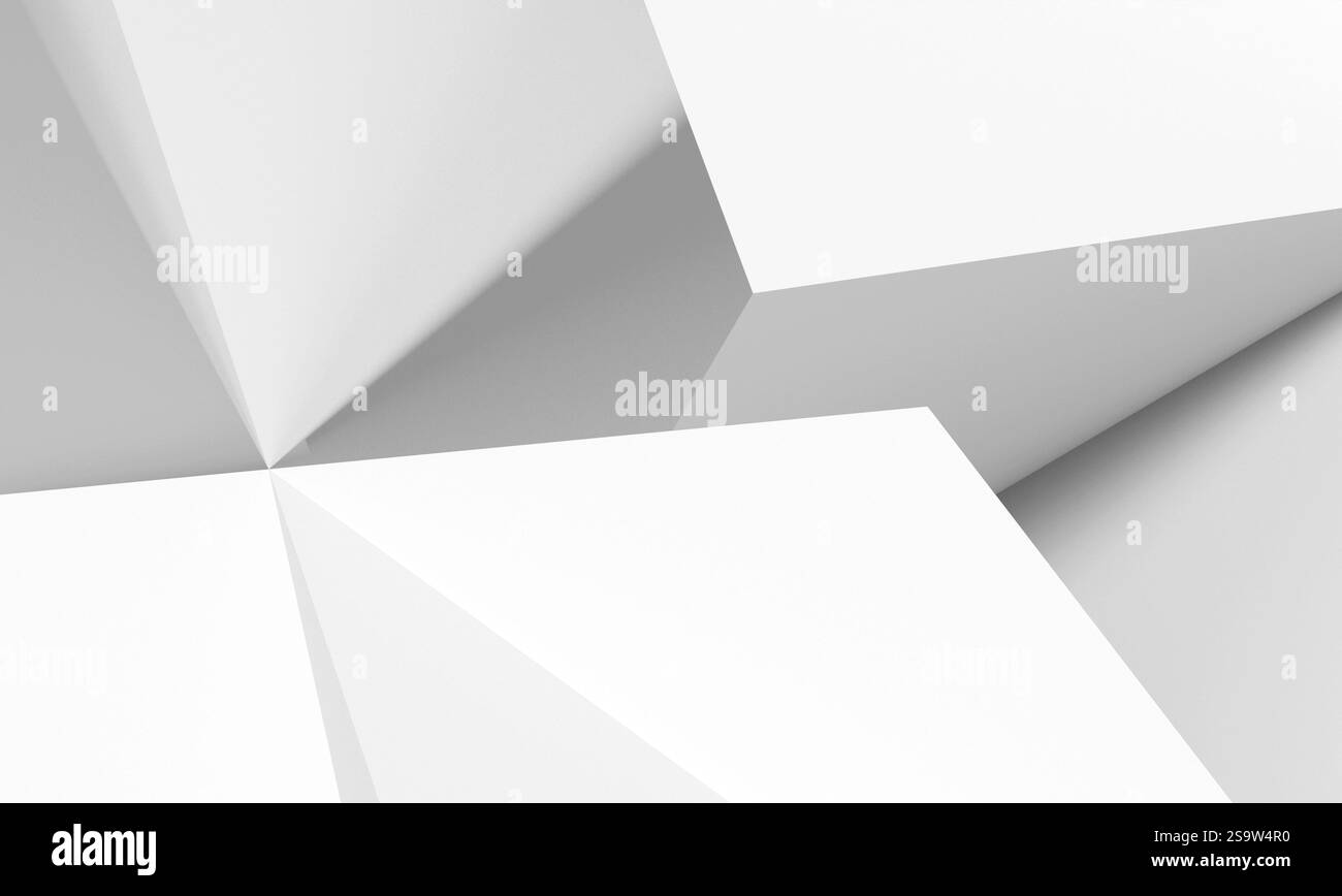 Fond blanc minimal abstrait, motif géométrique low-poly. illustration de rendu 3d. Banque D'Images
