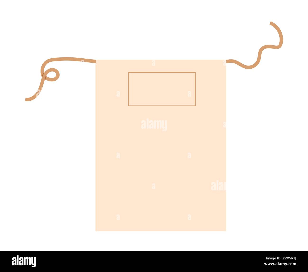 Long Bistro tablier illustration de mode technique. Uniforme de chef pour la cuisson de dessin animé beige dessin plat modèle de vêtement de contour vue avant. Femmes, hommes unisexe CAD maquette isolé sur fond blanc Illustration de Vecteur