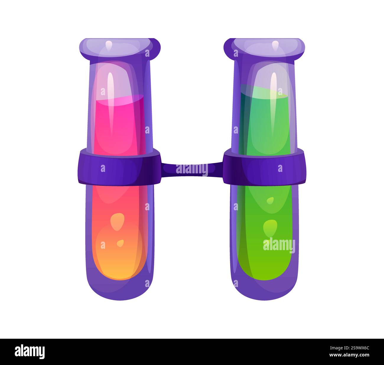 École enseignement police LAB tube papeterie lettre H. Symbole de dessin animé d'étude d'enfant, classes de chimie d'étudiant isolé vecteur lettre de police latine ou educati Illustration de Vecteur