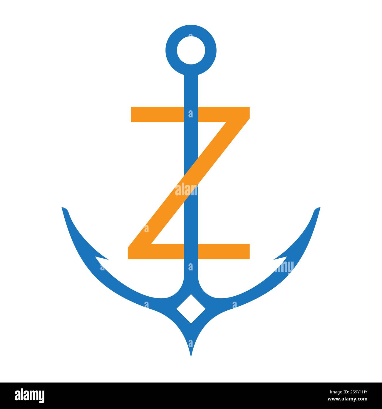Lettre initiale Z Anchor logo Design concept pour bateau, navire, yacht, symbole de transport nautique Illustration de Vecteur