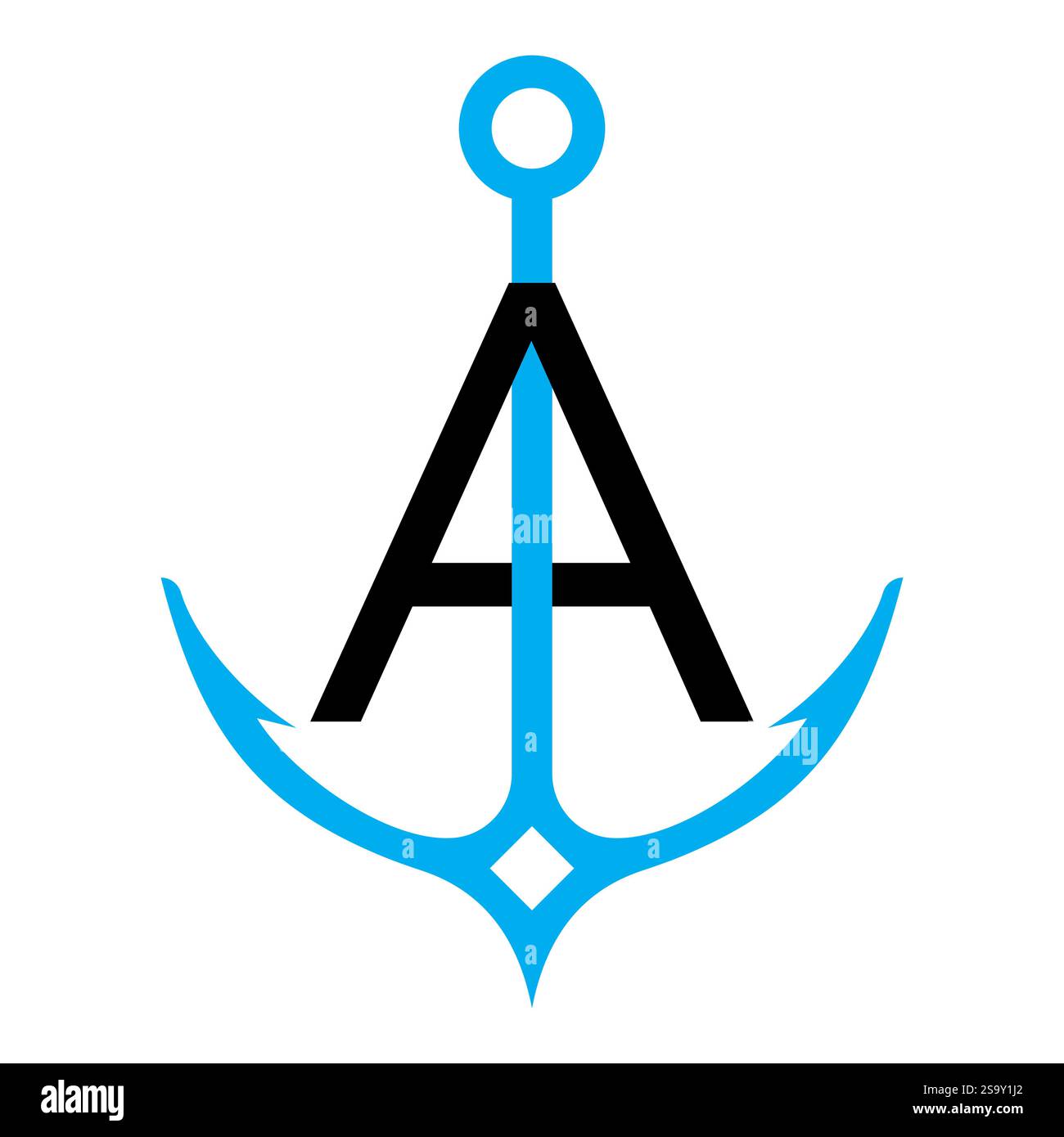 Lettre initiale Un concept de conception de logo d'ancre pour bateau, navire, yacht, symbole de transport nautique Illustration de Vecteur