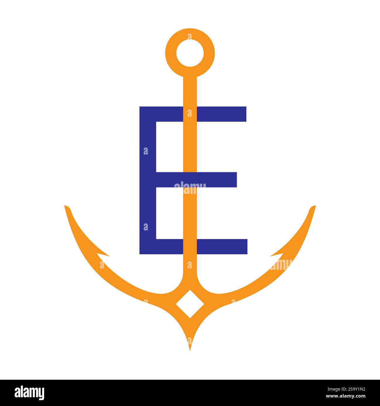 Lettre initiale E Anchor logo Design concept pour bateau, bateau, Yacht, symbole de transport nautique Illustration de Vecteur