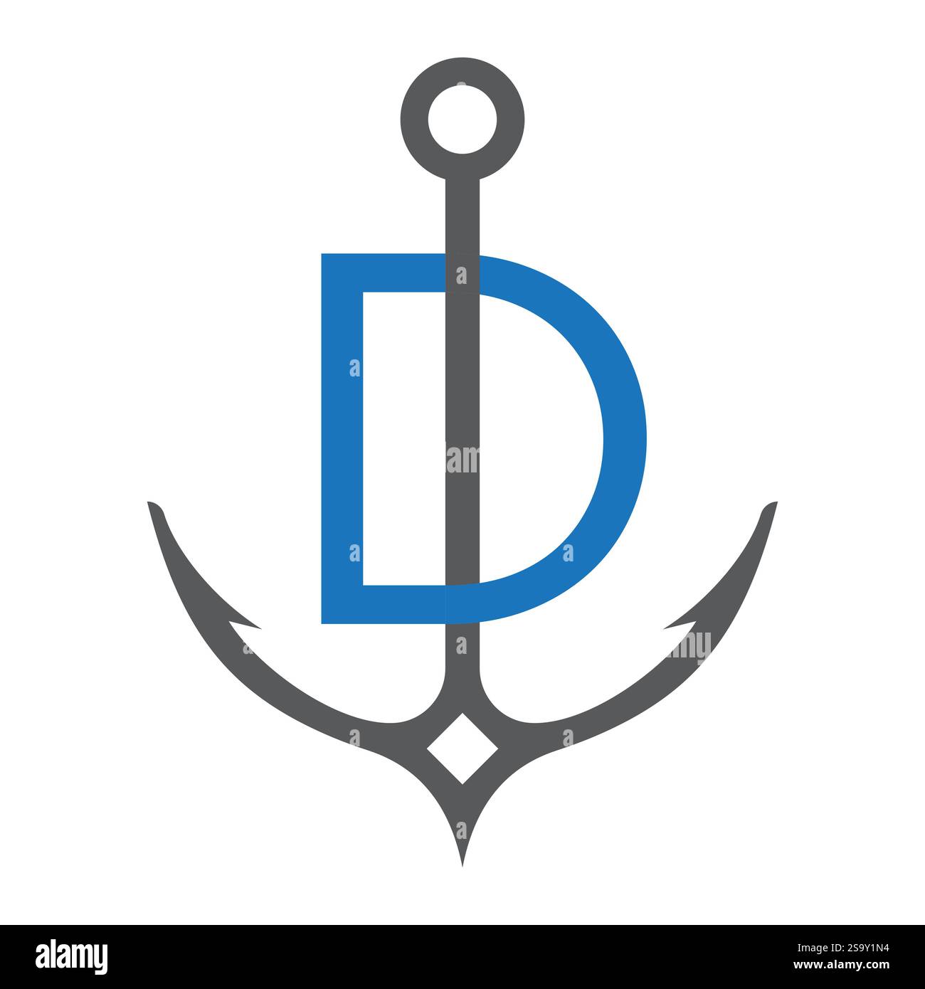 Lettre initiale d Anchor logo Design concept pour bateau, navire, yacht, symbole de transport nautique Illustration de Vecteur