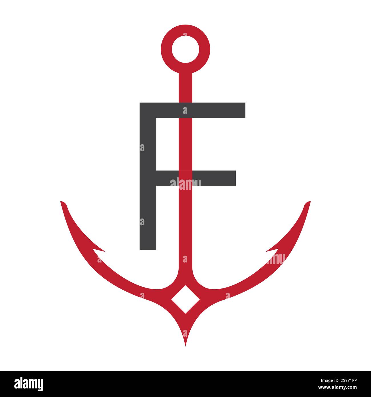 Lettre initiale F Anchor logo Design concept pour bateau, navire, yacht, symbole de transport nautique Illustration de Vecteur