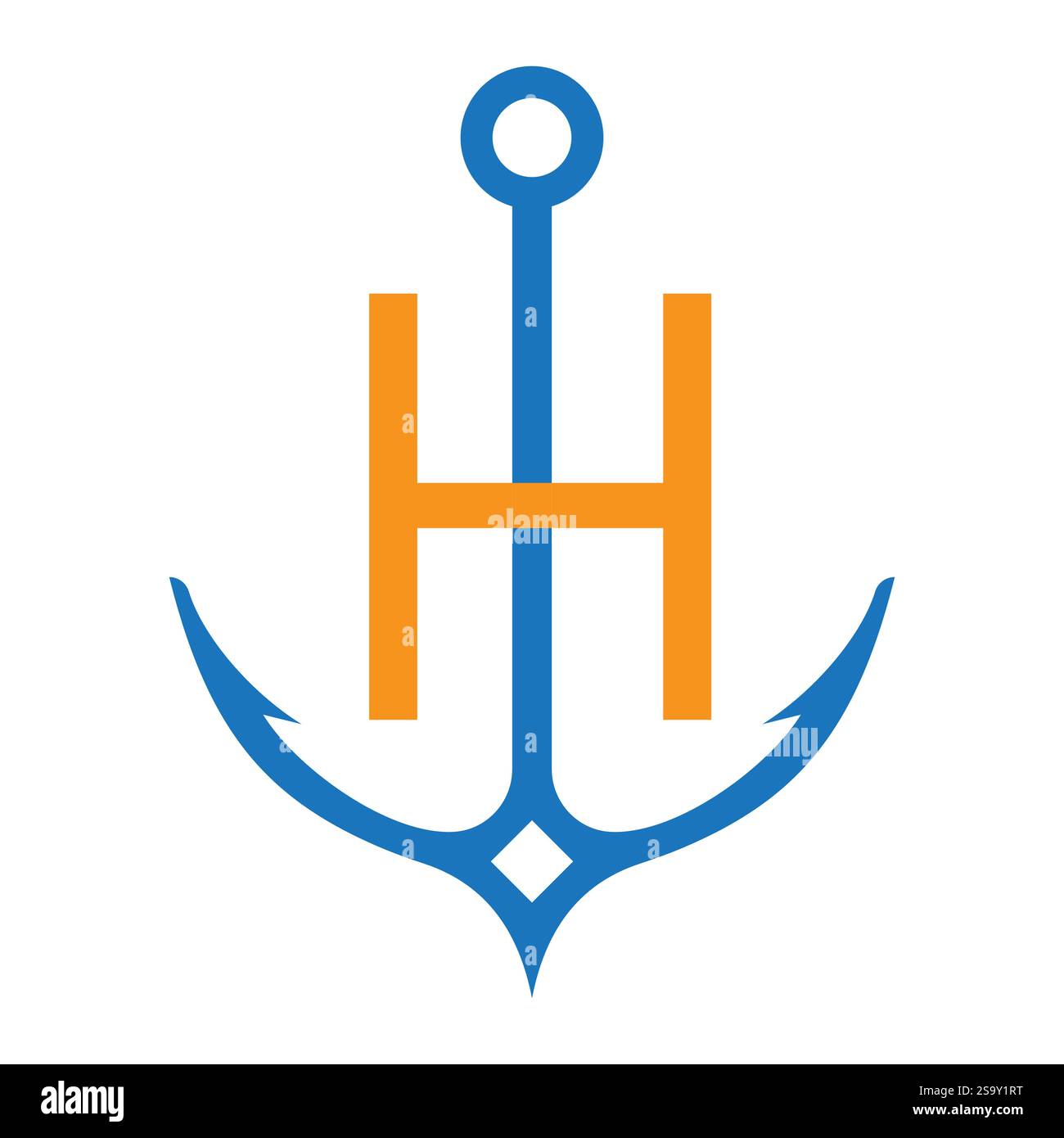 Lettre initiale H Anchor logo concept de conception pour bateau, navire, yacht, symbole de transport nautique Illustration de Vecteur