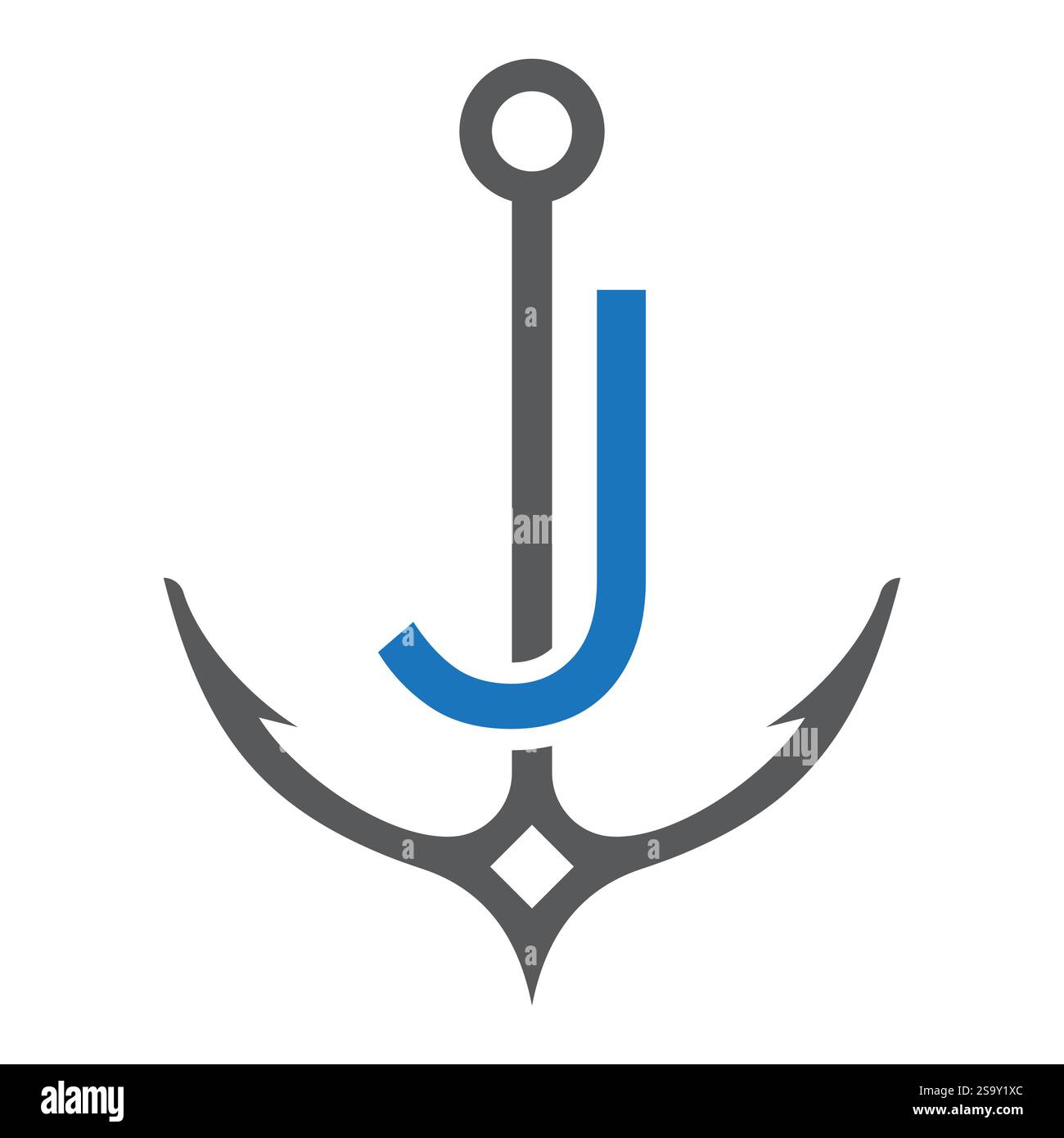Lettre initiale J Anchor logo Design concept pour bateau, navire, yacht, symbole de transport nautique Illustration de Vecteur