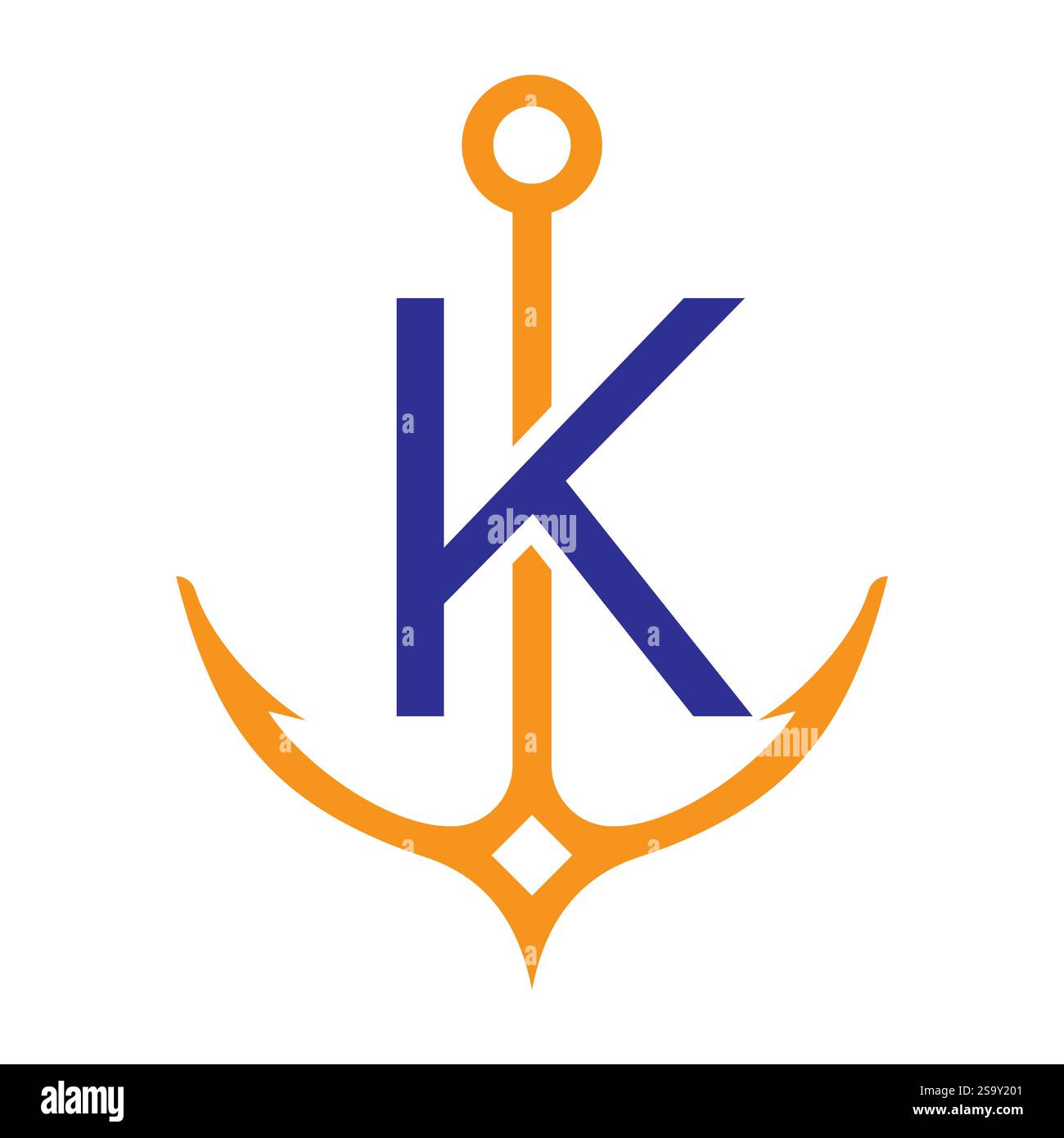 Lettre initiale K Anchor logo Design concept pour bateau, navire, yacht, symbole de transport nautique Illustration de Vecteur
