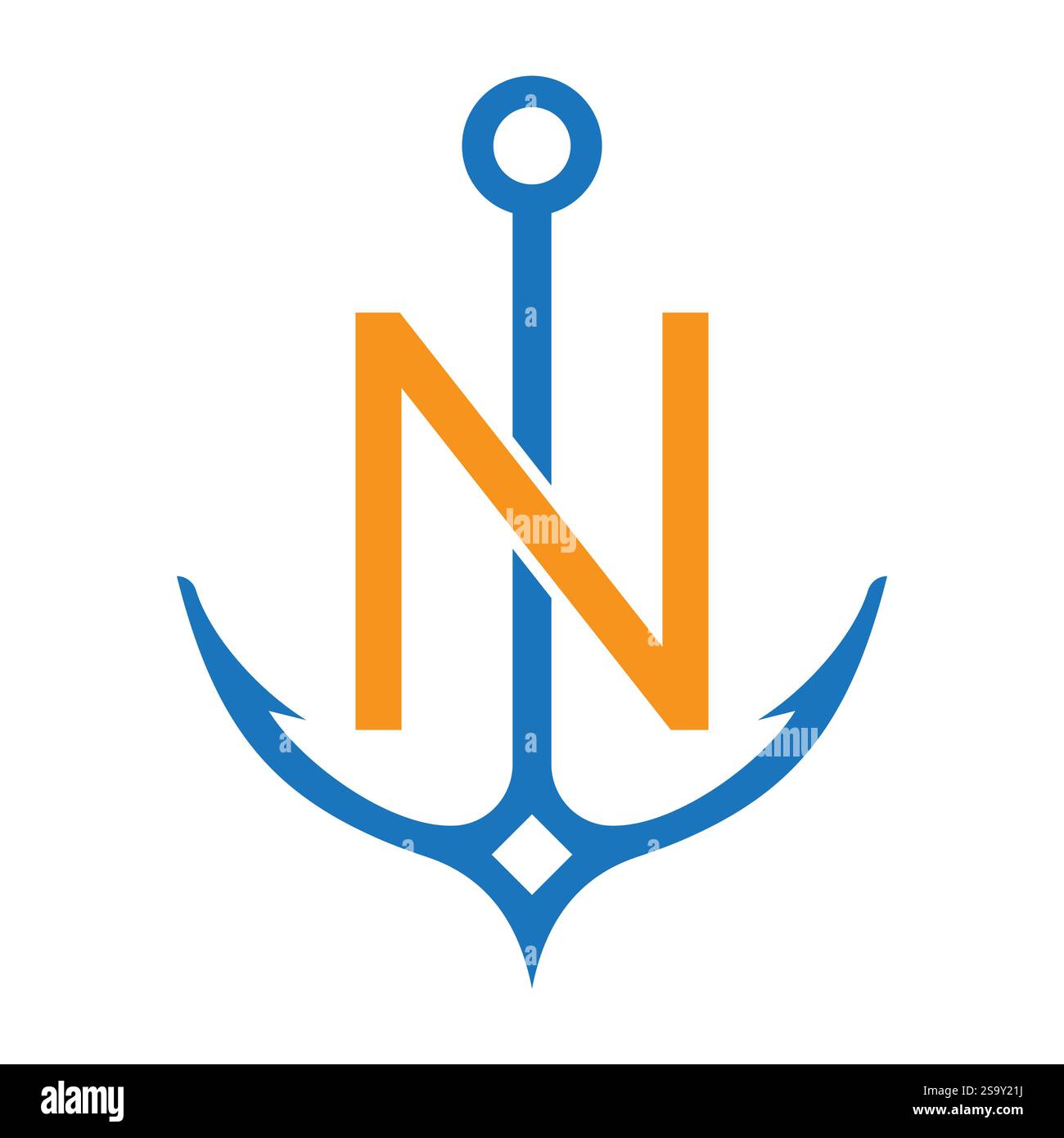 Lettre initiale N Anchor logo Design concept pour bateau, navire, yacht, symbole de transport nautique Illustration de Vecteur