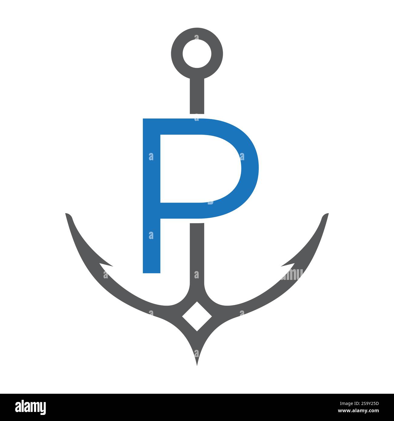 Lettre initiale P Anchor logo Design concept pour bateau, navire, yacht, symbole de transport nautique Illustration de Vecteur