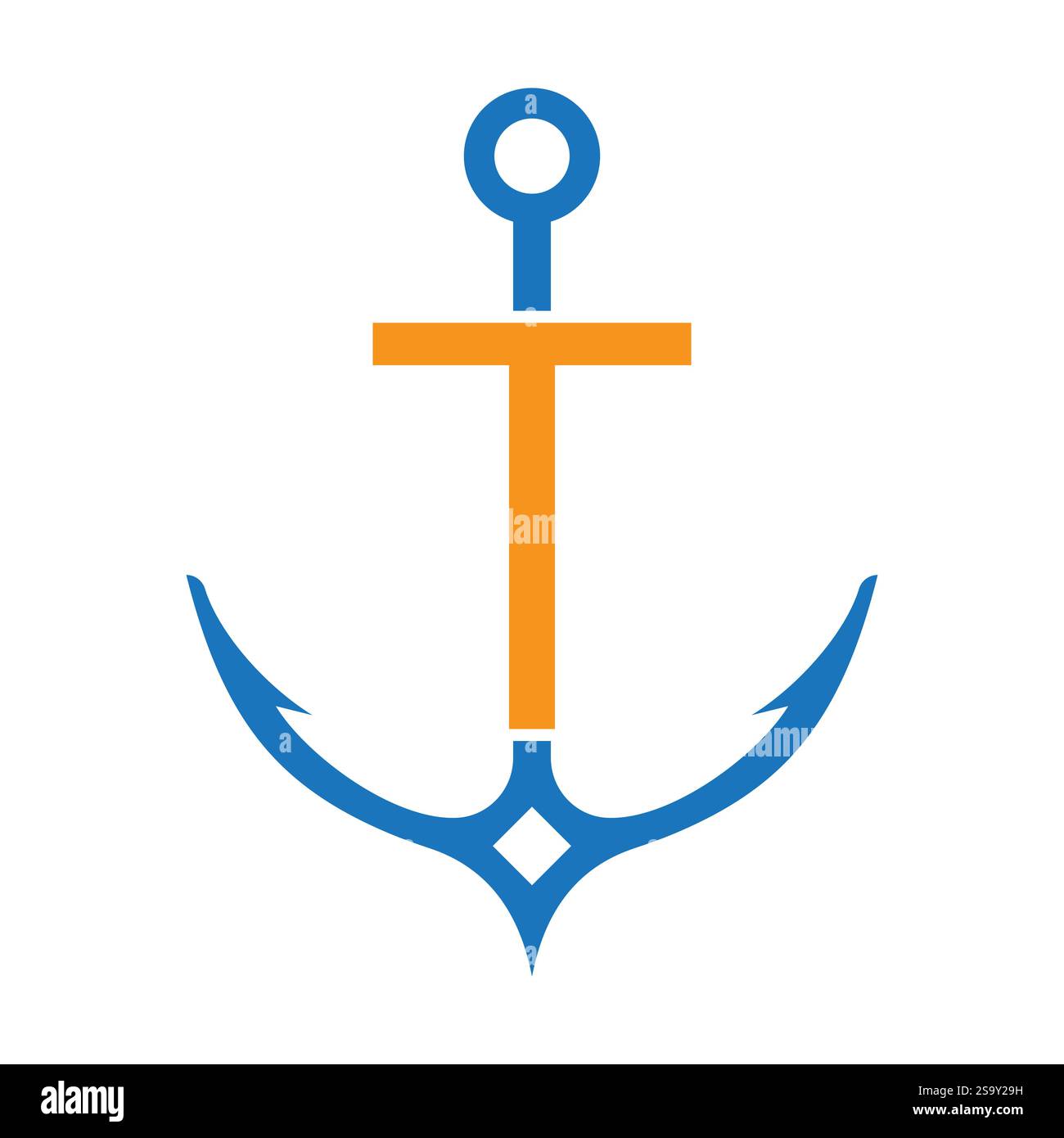 Lettre initiale T Anchor logo Design concept pour bateau, bateau, Yacht, symbole de transport nautique Illustration de Vecteur