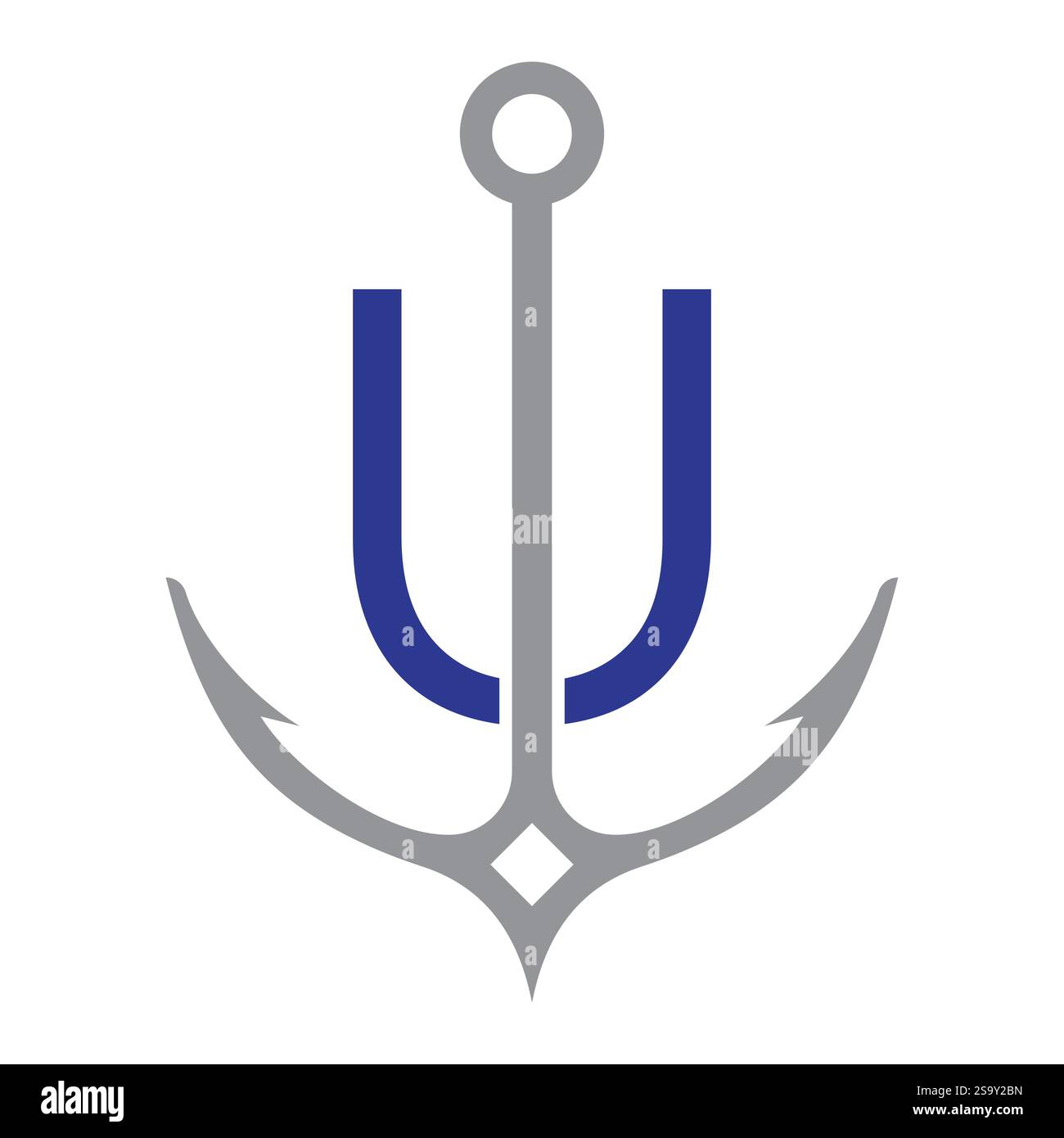 Lettre initiale U Anchor logo concept de conception pour bateau, navire, yacht, symbole de transport nautique Illustration de Vecteur
