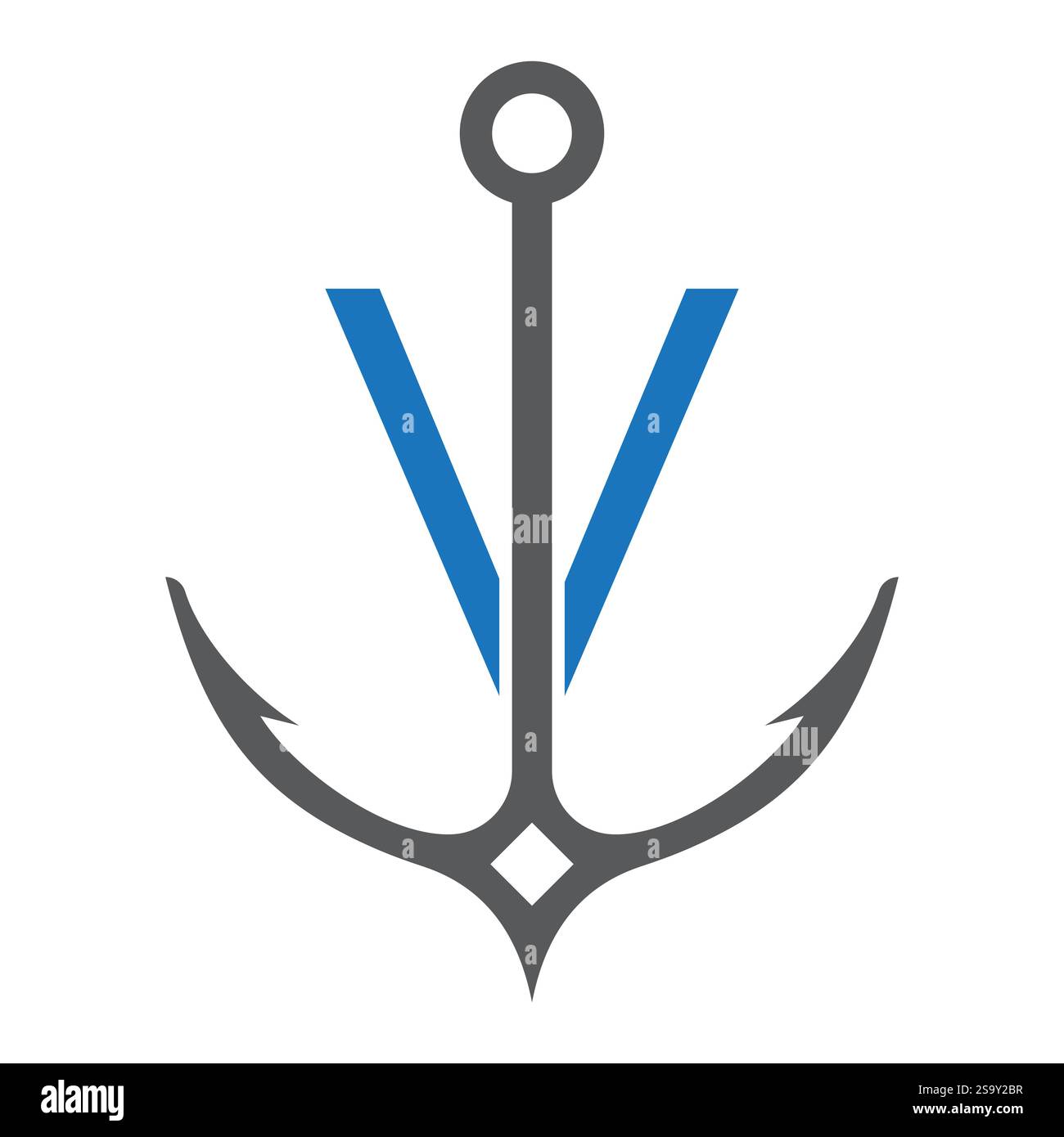 Lettre initiale V Anchor logo Design concept pour bateau, navire, yacht, symbole de transport nautique Illustration de Vecteur