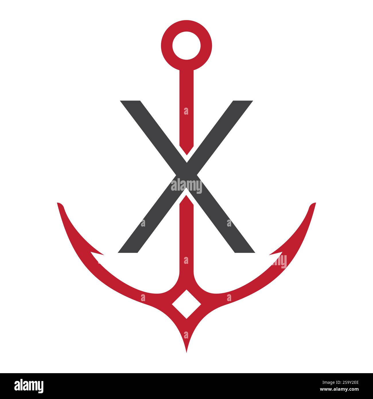 Lettre initiale X Anchor logo Design concept pour bateau, navire, yacht, symbole de transport nautique Illustration de Vecteur