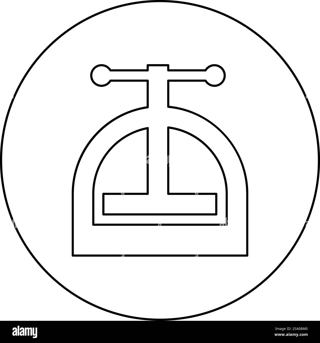 Manuel appuyez sur l'icône en cercle rond noir illustration vectorielle de couleur noire contour de l'image ligne de contour mince style simple. Manuel appuyez sur l'icône dans le cercle rond noir illustration vectorielle de l'image contour ligne de contour mince style Illustration de Vecteur