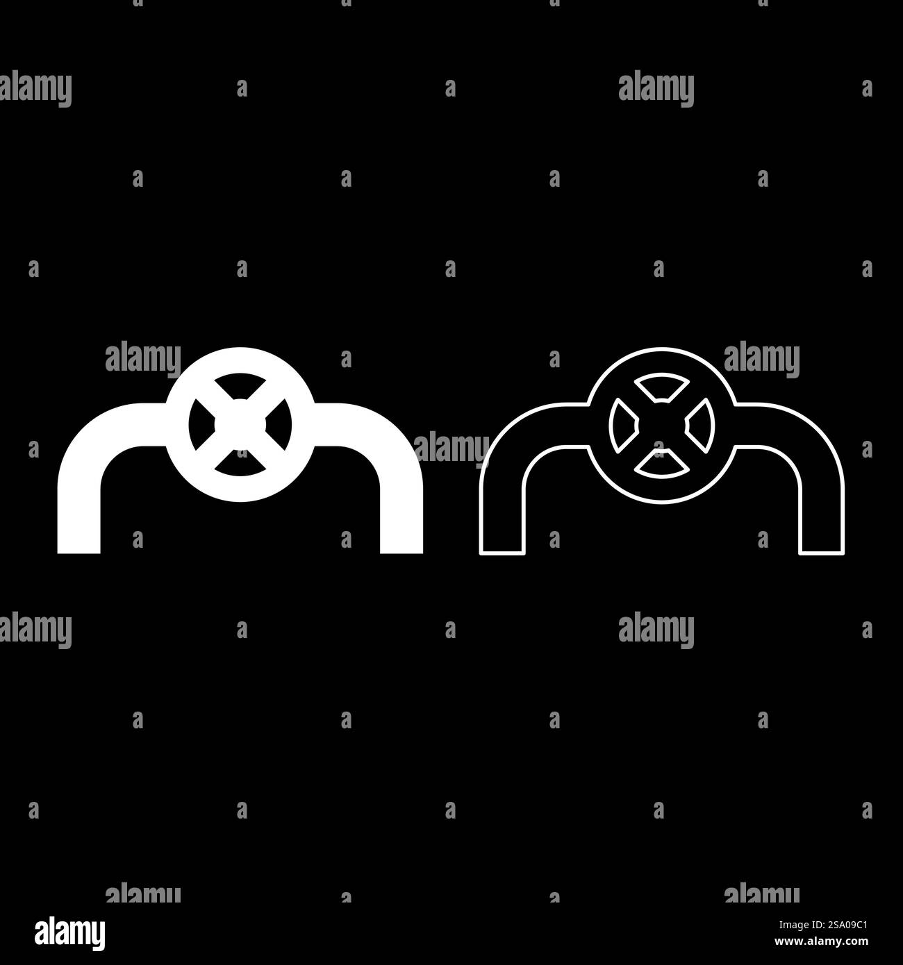 Tuyau avec tuyau de vanne avec raccord robinet système de contrôle de débit de l'industrie Set icône couleur blanche illustration vectorielle image simple plein remplissage contour ligne de contour mince style plat. Tuyau avec tuyau de vanne avec raccord robinet système de contrôle de débit de l'industrie Set icône couleur blanche illustration vectorielle image solide remplissage contour ligne de contour mince style plat Illustration de Vecteur