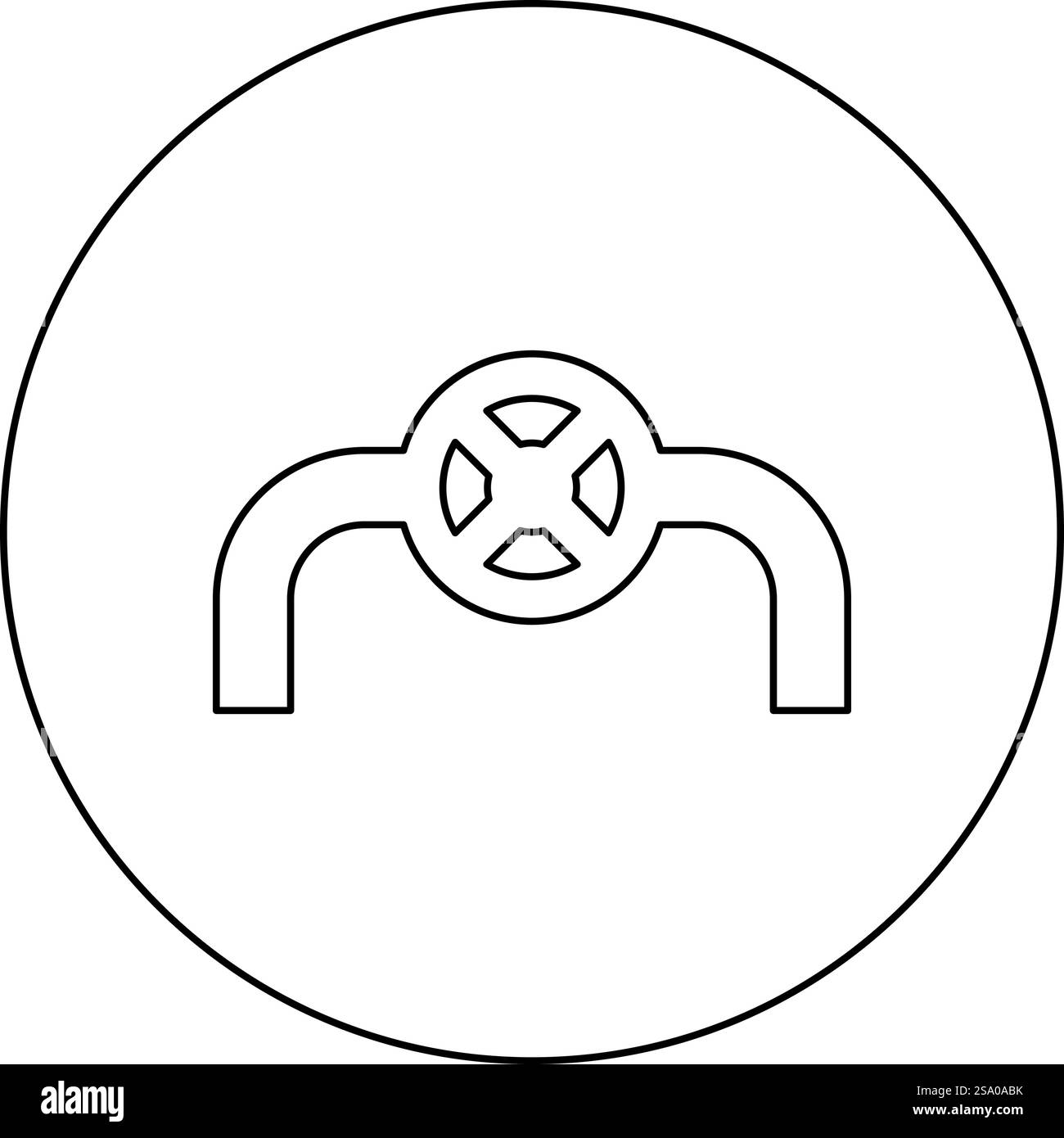 Tuyau avec tuyau de vanne avec robinet raccord icône du système de contrôle de débit de l'industrie en cercle rond couleur noire illustration vectorielle de contour ligne de contour mince style simple. Tuyau avec tuyau de vanne avec robinet raccord icône de système de contrôle de débit de l'industrie en cercle rond illustration vectorielle de couleur noire contour de ligne de contour mince style Illustration de Vecteur