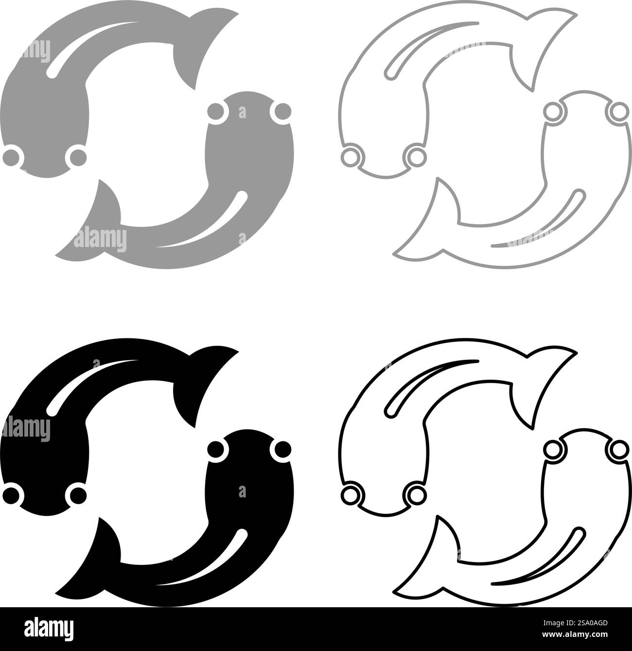 Poisson Goby deux mouvements dans le cercle Set icône gris noir couleur illustration vectorielle image simple plein contour ligne de contour mince style plat. Poisson goby deux mouvements dans le cercle Set icône gris noir couleur illustration vectorielle image plein contour ligne de contour mince style plat Illustration de Vecteur