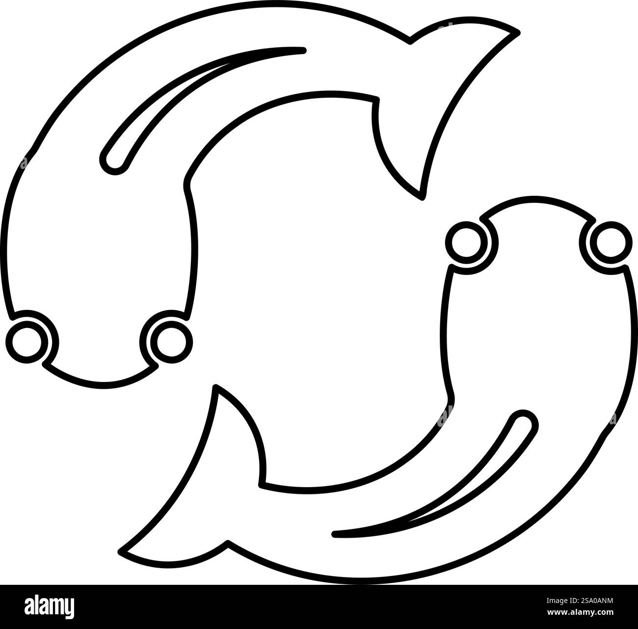 Poisson Goby deux mouvements dans le contour de cercle contour ligne icône noir couleur illustration vectorielle image mince plat style simple. Poisson Goby deux mouvements dans le contour de cercle contour ligne icône noir illustration vectorielle image mince style plat Illustration de Vecteur
