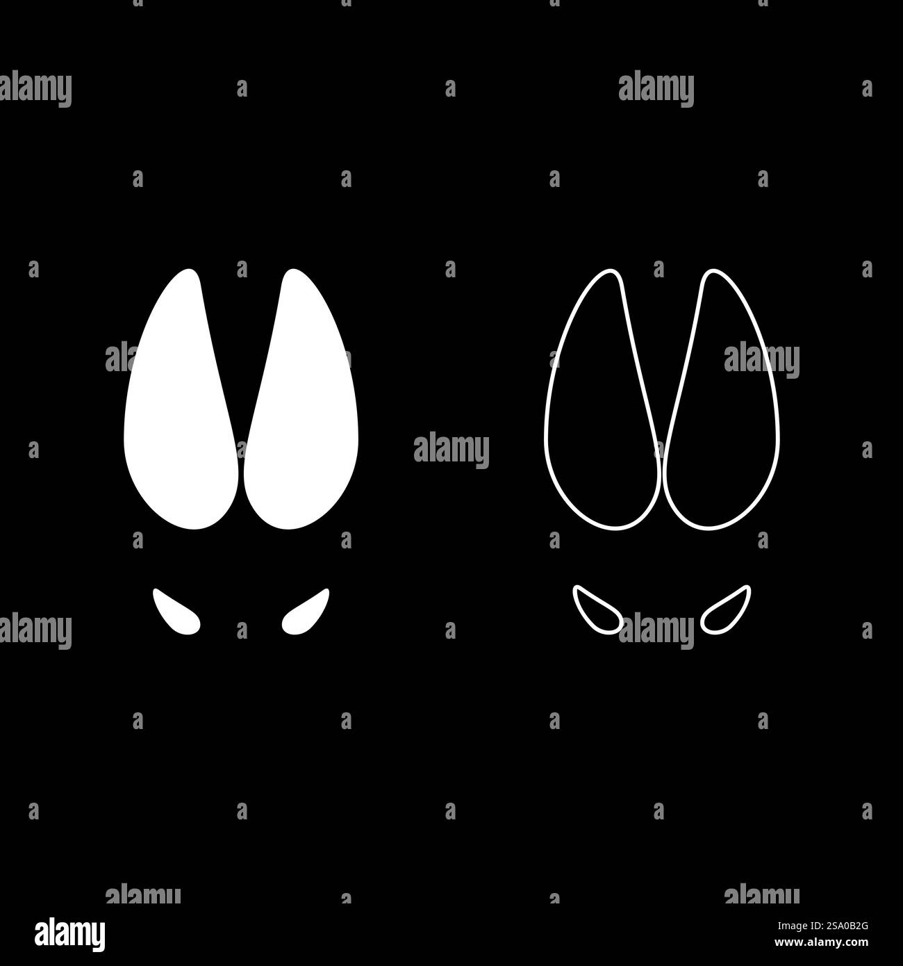 Hoof Print Wild sanglier ensemble icône blanc couleur illustration vectorielle image simple plein contour ligne de contour mince style plat. Hoof Print Wild sanglier HOG Set icône blanc couleur illustration vectorielle image solide remplissage contour ligne de contour mince style plat Illustration de Vecteur