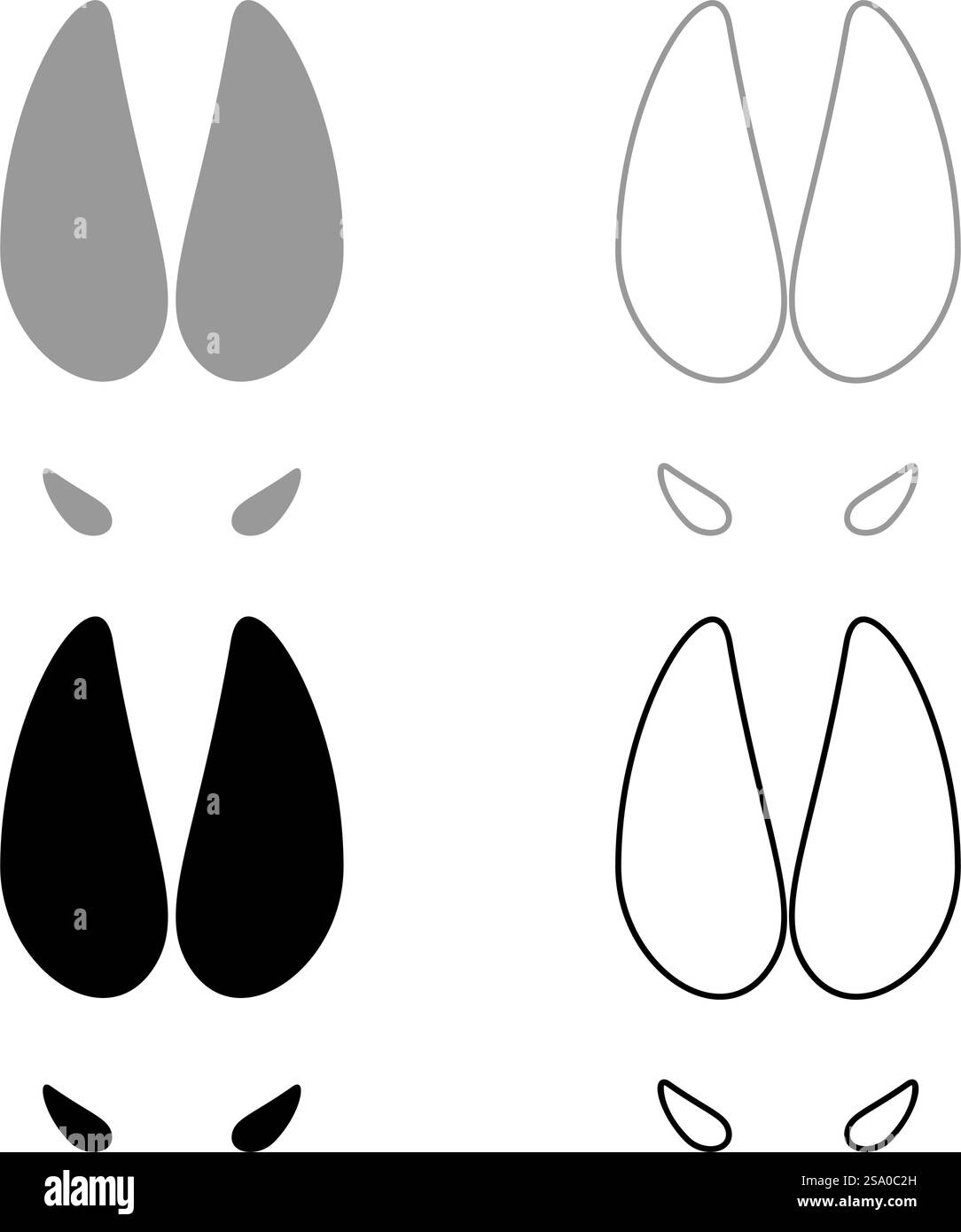 Hoof Print Wild sanglier ensemble icône gris noir couleur illustration vectorielle image simple remplissage Uni contour ligne de contour mince style plat. Hoof Print Wild sanglier ensemble icône gris noir couleur illustration vectorielle image plein contour ligne de contour mince style plat Illustration de Vecteur